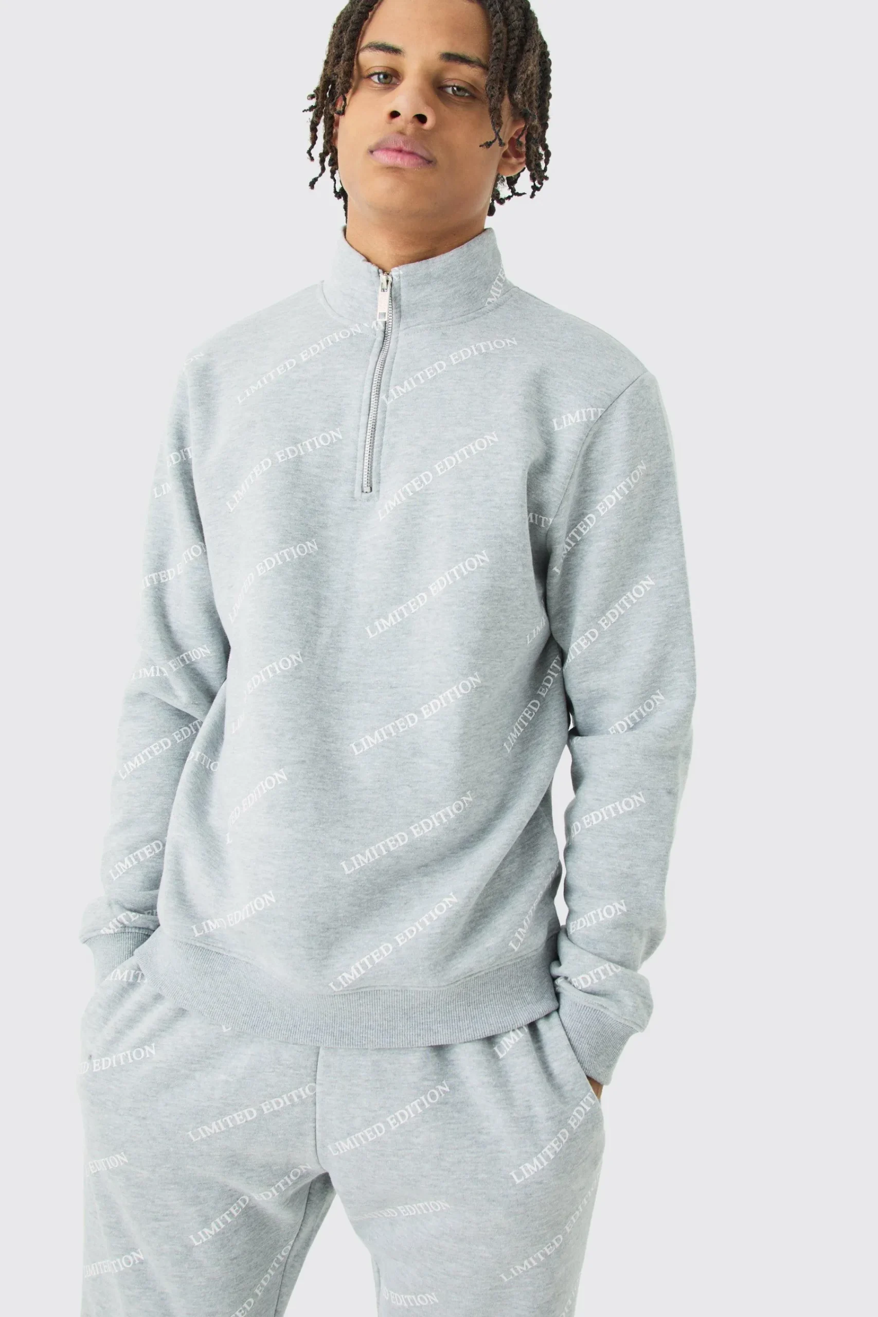 boohooMAN Limited Edition All Over Print Slim Quarter Zip Tracksuit | UK| Tracksuits