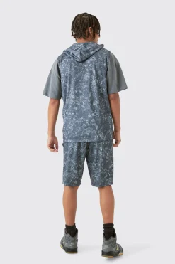 Limited Edition Concrete Print Basketball Hooded Tank | UK^boohooMAN Best