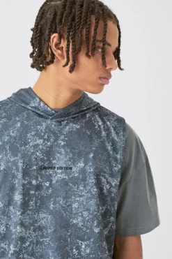 Limited Edition Concrete Print Basketball Hooded Tank | UK^boohooMAN Best