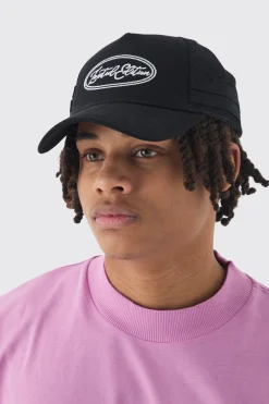 boohooMAN Limited Edition Embroidered Mesh Panel Cap In Black | UK| Hats & Caps