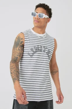 Limited Ribbed Striped Tank | UK^boohooMAN
