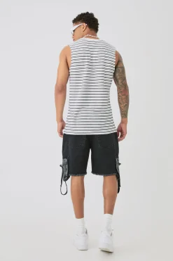 Limited Ribbed Striped Tank | UK^boohooMAN