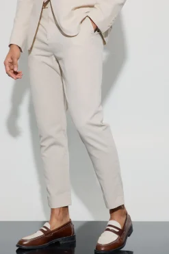 boohooMAN Linen Blend Tailored Tapered Trousers | UK| Suits & Tailoring