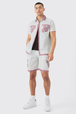 boohooMAN Linen Look Pocket And Collar Detail Shirt & Short Set | UK| Sets & Co-Ords