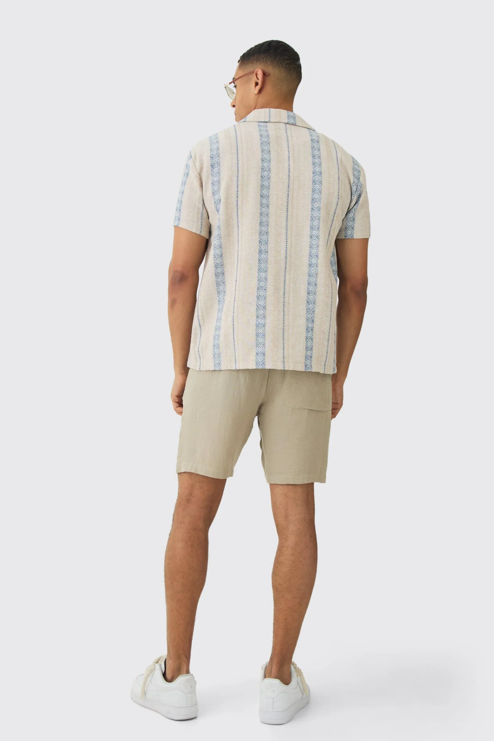 boohooMAN Linen Look Revere Stripe Shirt | UK| Shirts