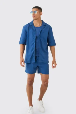 boohooMAN Linen Pocket Detail Shirt & Short Set | UK| Sets & Co-Ords