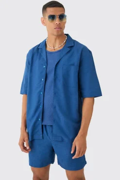 boohooMAN Linen Pocket Detail Shirt & Short Set | UK| Sets & Co-Ords