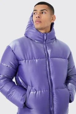boohooMAN Liquid Metallic Nylon Puffer Jacket | UK| Coats & Jackets