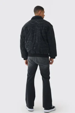 boohooMAN Liquid Satin Pu Padded Collared Bomber Jacket In | UK| Coats & Jackets