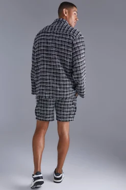 boohooMAN Long Sleeve Boxy Check Shirt & Cargo Short Set | UK| Shorts|Sets & Co-Ords