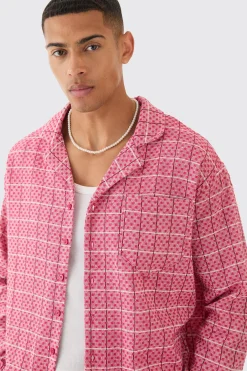 boohooMAN Long Sleeve Boxy Textured Grid Check Shirt | UK| Shirts