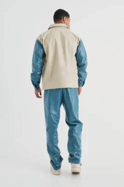 boohooMAN Long Sleeve Colourblock Overshirt And Gusset Trouser | UK| Shirts