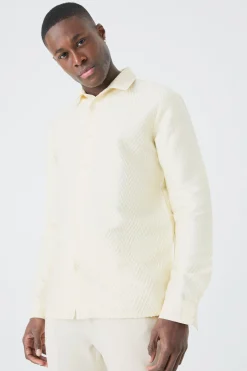 boohooMAN Long Sleeve Diamond Textured Shirt | UK| Shirts