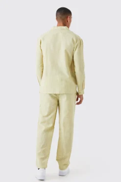 boohooMAN Long Sleeve Dropped Revere Linen Look Shirt & Trouser | UK| Sets & Co-Ords