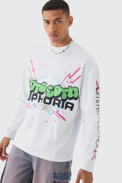 Long Sleeve Euphoria Graphic T-shirt | UK^boohooMAN New