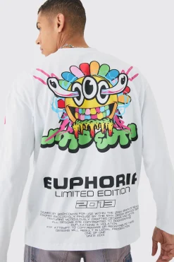 Long Sleeve Euphoria Graphic T-shirt | UK^boohooMAN New