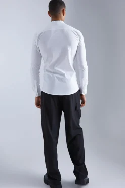 boohooMAN Long Sleeve Grandad Collar Stretch Fit Shirt | UK| Shirts