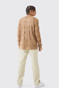 boohooMAN Long Sleeve Open Knit Shirt In | UK| Shirts