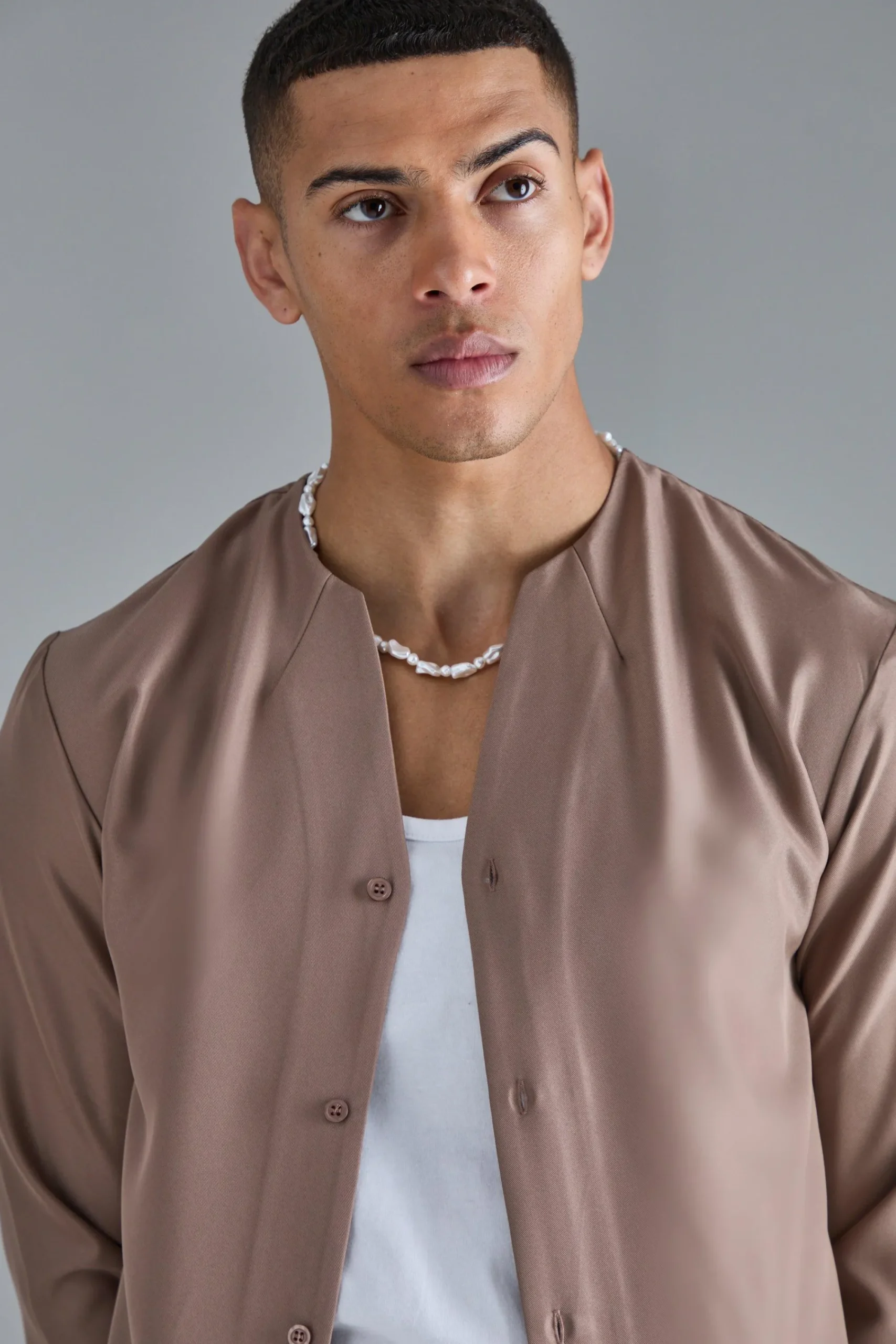 boohooMAN Long Sleeve Open Neck Soft Twill Shirt | UK| Shirts