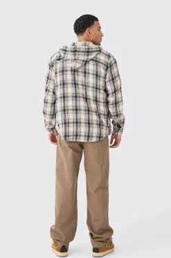 boohooMAN Long Sleeve Oversized Hooded Button Through Check Shirt | UK| Shirts