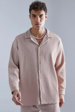 boohooMAN Long Sleeve Oversized Revere Pleated Shirt | UK| Shirts