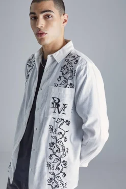 boohooMAN Long Sleeve Poplin Vine Embroidery Shirt | UK| Shirts