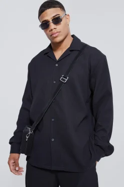 boohooMAN Long Sleeve Revere Oversized Pleated Shirt | UK| Shirts|Sets & Co-Ords