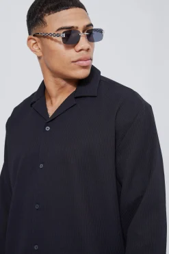 boohooMAN Long Sleeve Revere Oversized Pleated Shirt | UK| Shirts|Sets & Co-Ords