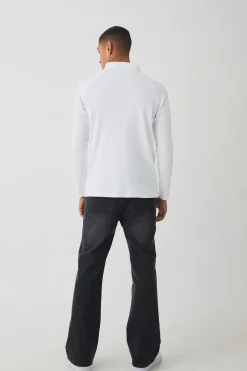 Long Sleeve Rib Pocket Polo | UK^boohooMAN Sale