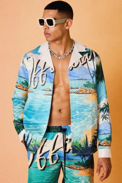boohooMAN Long Sleeve Satin Beach Shirt | UK| Shirts