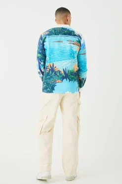 boohooMAN Long Sleeve Satin Beach Shirt | UK| Shirts