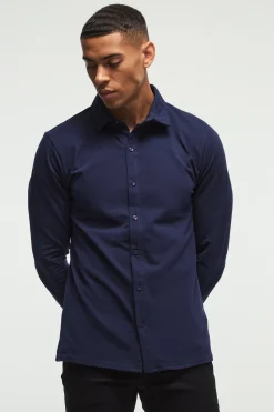 boohooMAN Long Sleeve Slim Fit Jersey Shirt | UK| Shirts