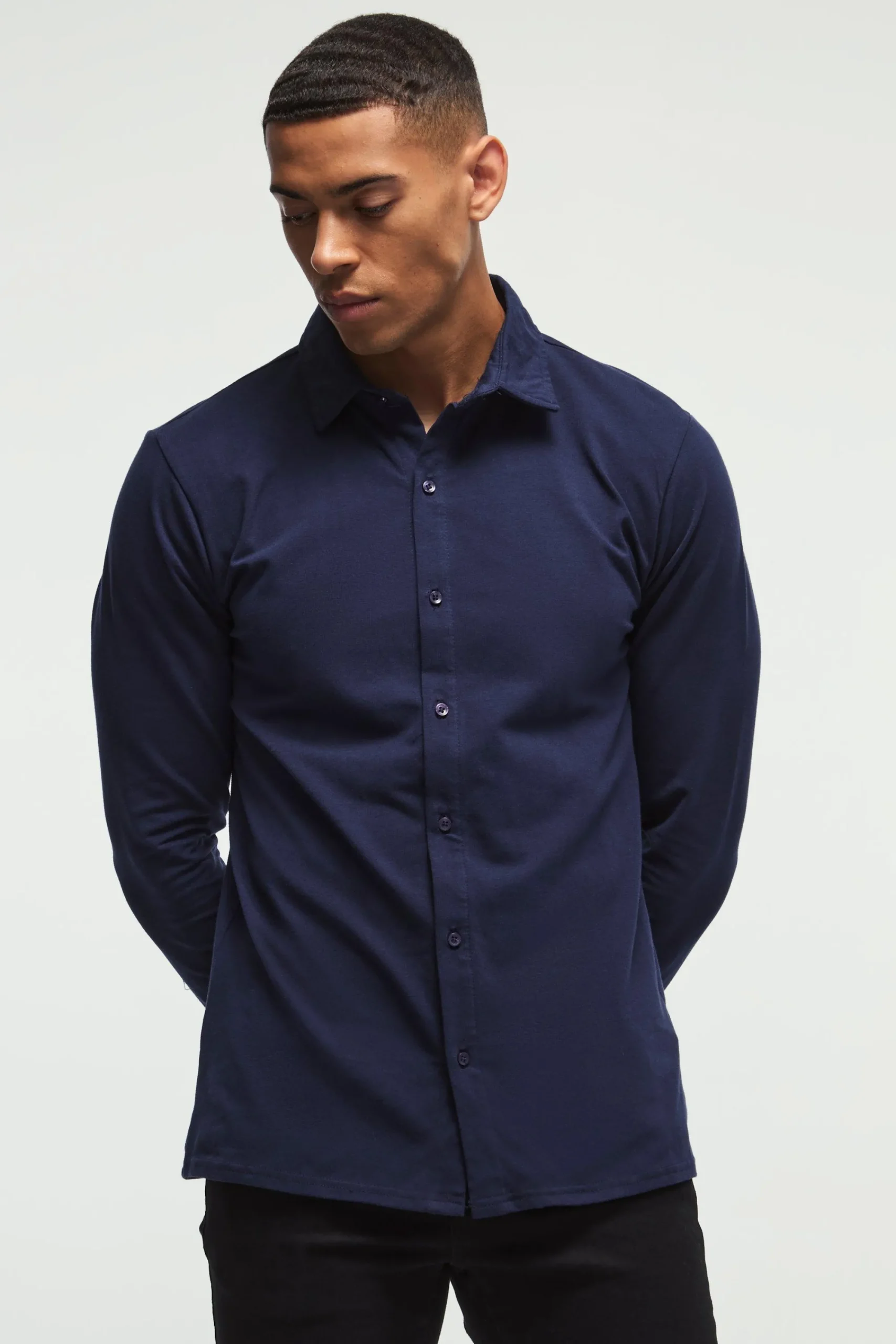 boohooMAN Long Sleeve Slim Fit Jersey Shirt | UK| Shirts
