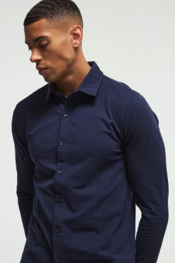 boohooMAN Long Sleeve Slim Fit Jersey Shirt | UK| Shirts