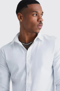 boohooMAN Long Sleeve Stretch Fit Jersey Shirt | UK| Shirts