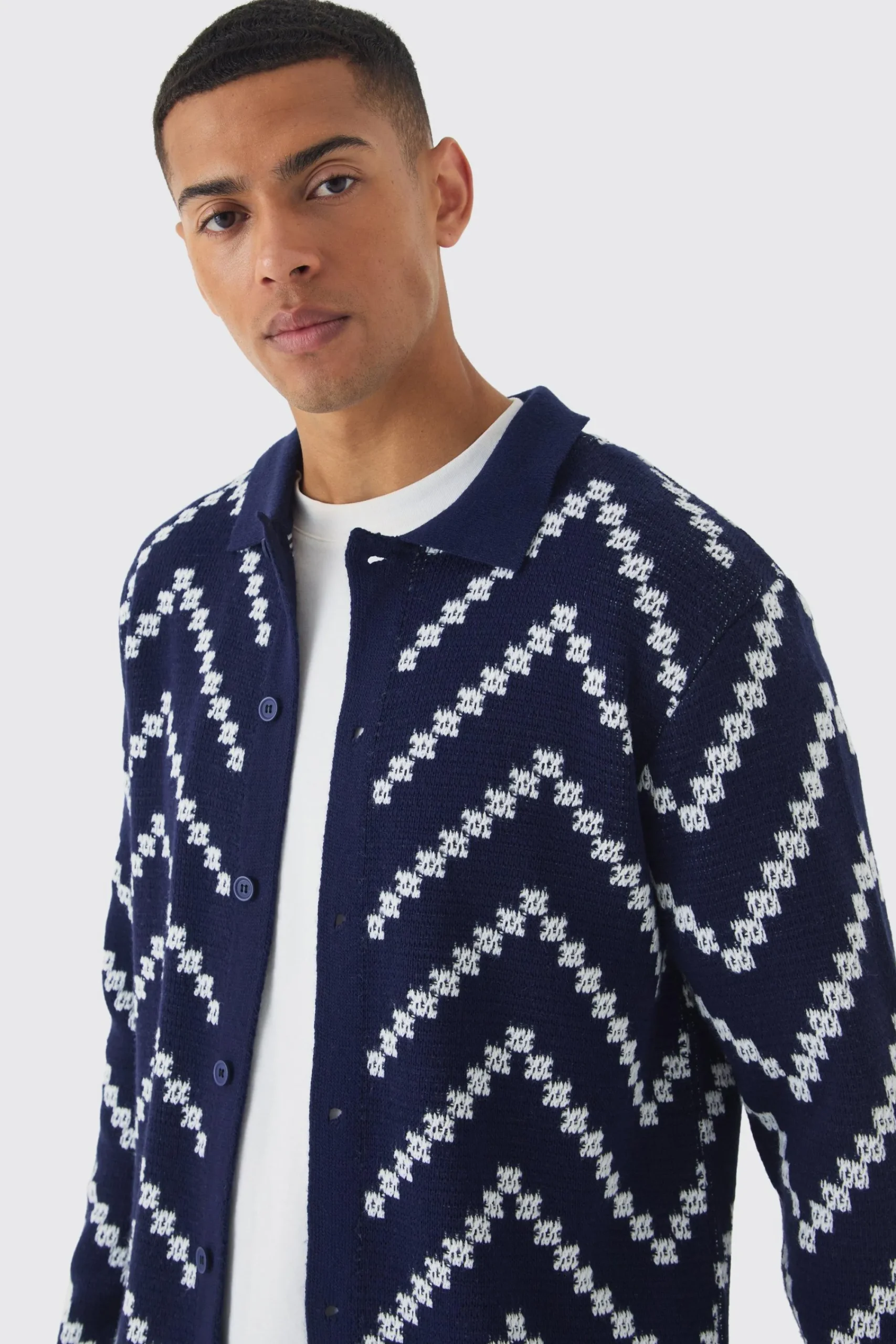 boohooMAN Long Sleeve Stripe Knit Shirt | UK| Shirts|Knitwear