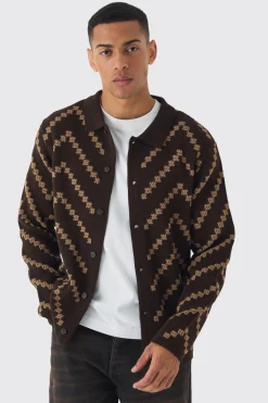 boohooMAN Long Sleeve Stripe Knit Shirt | UK| Shirts|Knitwear