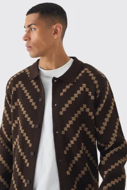 boohooMAN Long Sleeve Stripe Knit Shirt | UK| Shirts|Knitwear