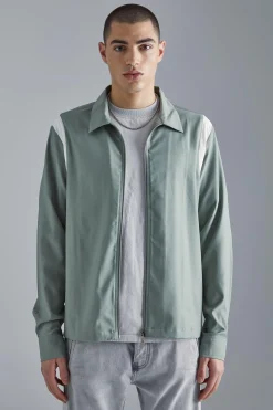 boohooMAN Long Sleeve Varsity Panel Shirt | UK| Shirts