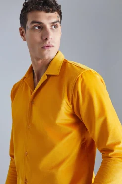 boohooMAN Long Sleeve Velour Revere Shirt | UK| Shirts