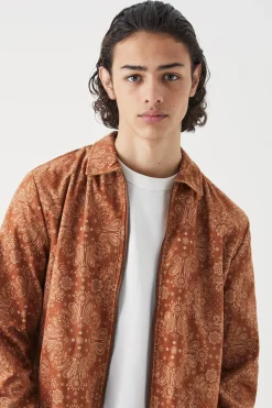 boohooMAN Long Sleeve Zip Through Woven Bandana Overshirt | UK| Shirts