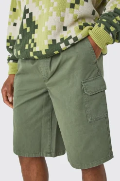 boohooMAN Longer Length Relaxed Fit Elasticated Waist Cargo Shorts | UK| Shorts