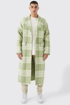 boohooMAN Longline Brushed Check Belted Overcoat | UK| Coats & Jackets