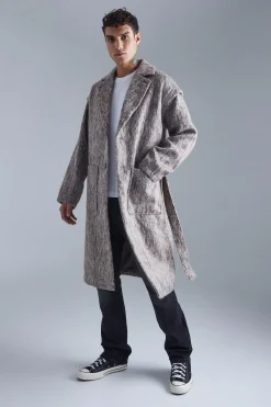 boohooMAN Longline Brushed Wool Look Belted Overcoat | UK| Coats & Jackets