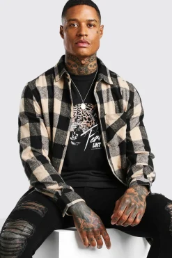 boohooMAN Longline Check Shirt | UK| Shirts