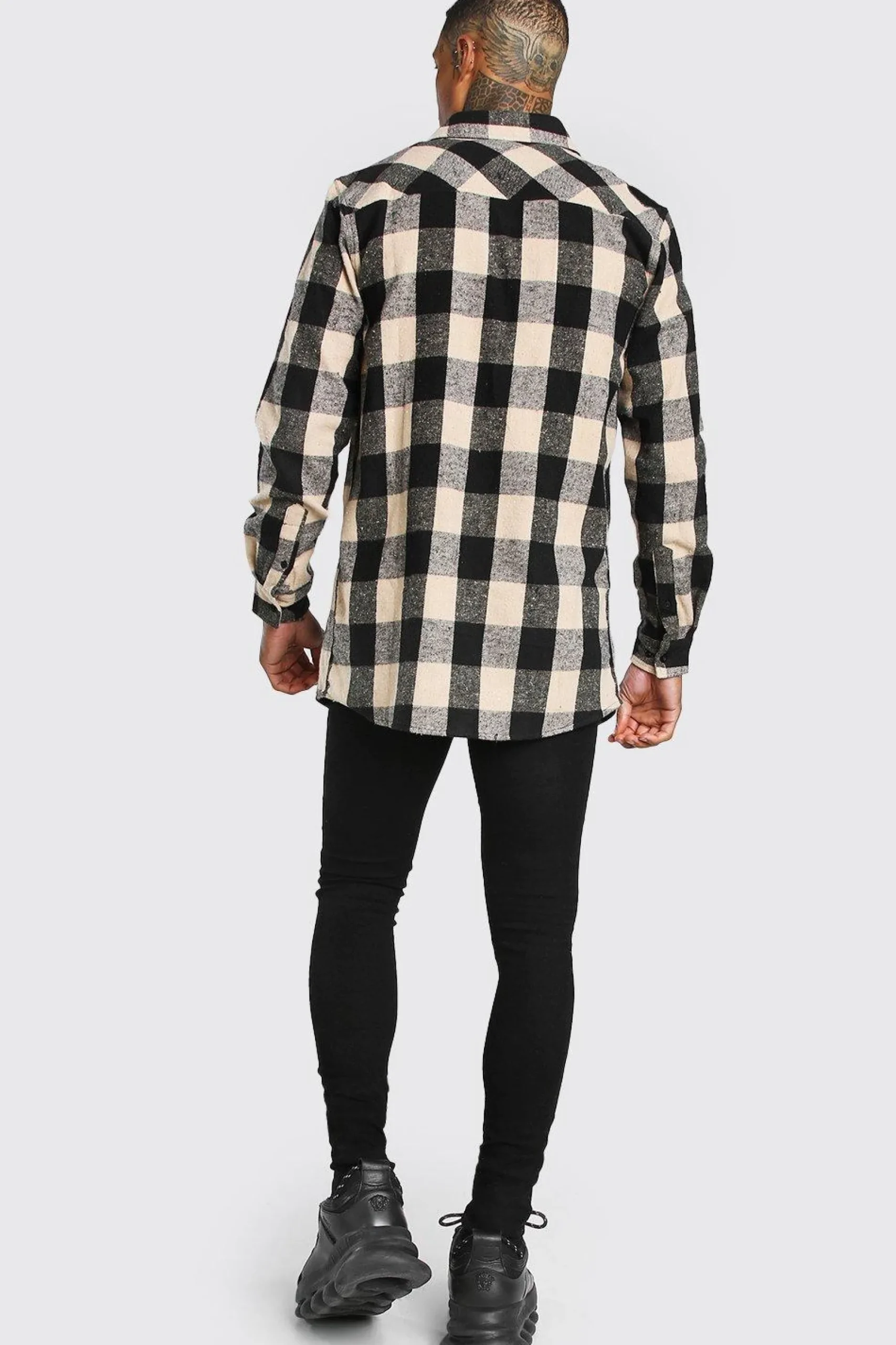 boohooMAN Longline Check Shirt | UK| Shirts
