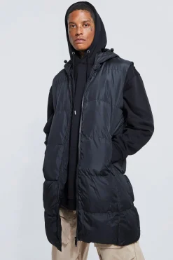boohooMAN Longline Padded Gilet | UK| Coats & Jackets