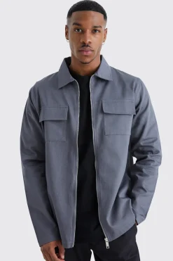boohooMAN Longsleeve Zip Fastening Twill Overshirt | UK| Shirts