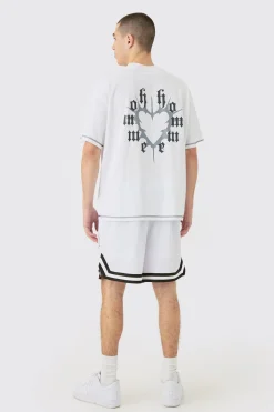 boohooMAN Loose Fit B Applique Mesh Short Length Basketball Short | UK| Shorts