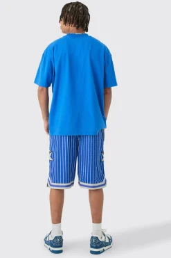 boohooMAN Loose Fit Basketball Stripe Mesh Shorts | UK| Shorts
